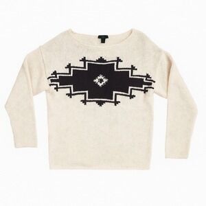 Ralph Lauren Jeans Co. Sweater Boatneck Cotton Pullover Southwestern Aztec Cream